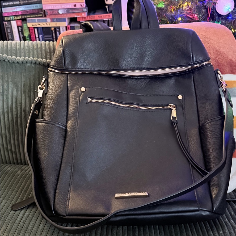 Poppy & Peonies Black Commuter Backpack